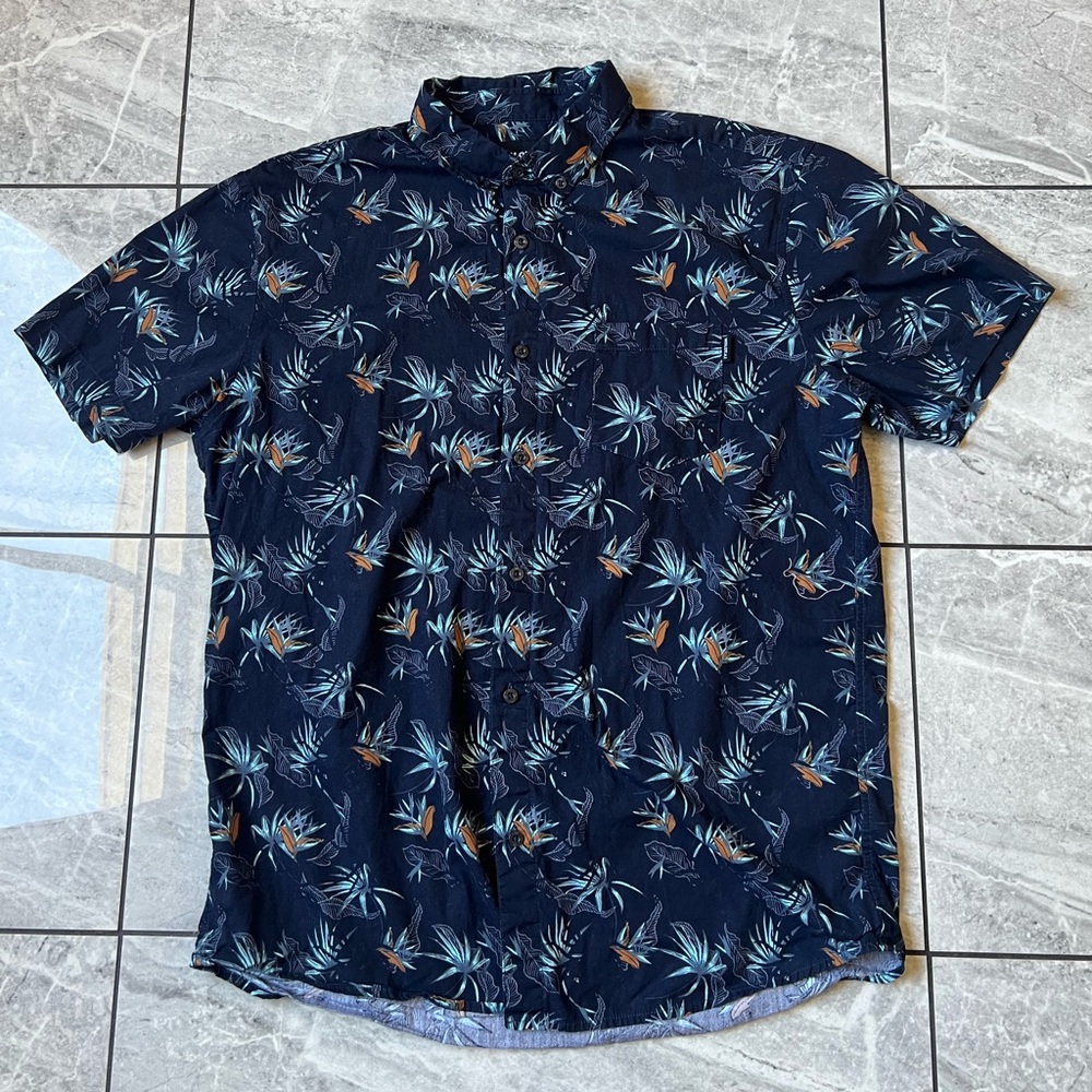 Molokai Surf Co Men's Floral Short Sleeve 100% Cotton Button Down Shirt Size L